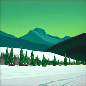 Winter Wonderland: Majestic Mountain Ski Slope under the Icy Sun