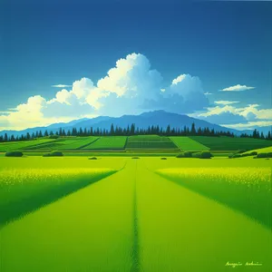 Idyllic countryside golf course under clear skies.