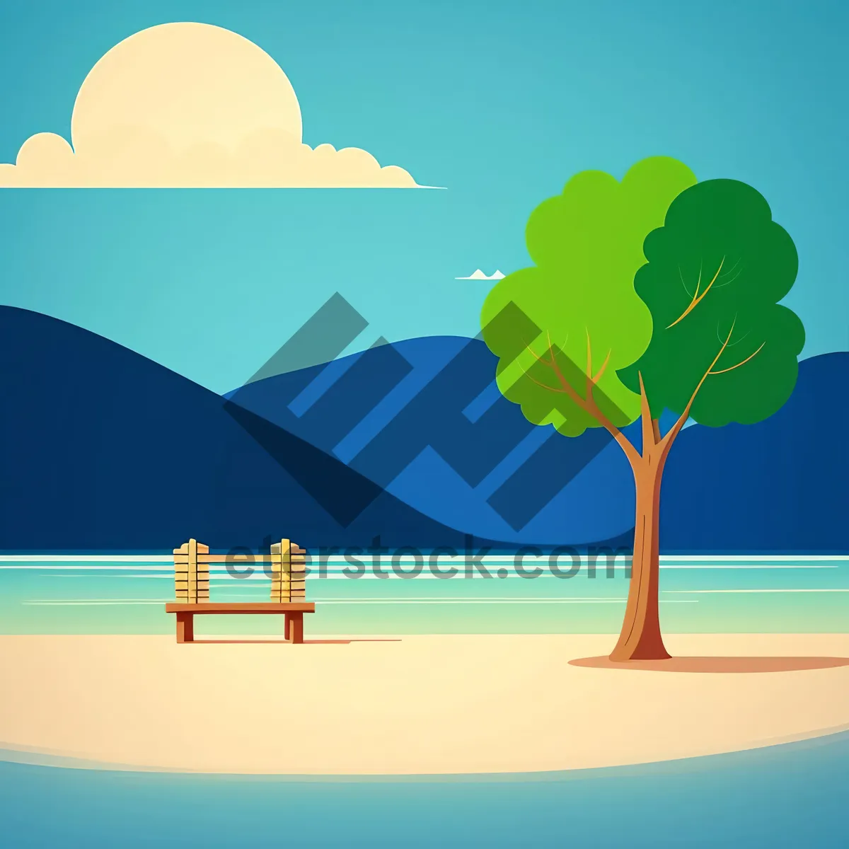 Picture of Skyline Serenity: Vibrant Summer Tree Against Beautiful Landscape