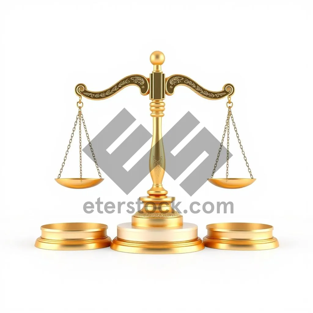 Picture of Gold justice scale on bronze background