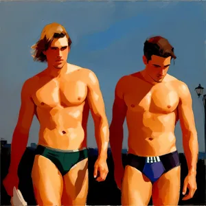 Summer Beach Escape: Attractive Male Model in Swimwear