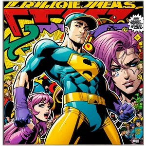 Colorful Comic Book Cartoon Art featuring Man