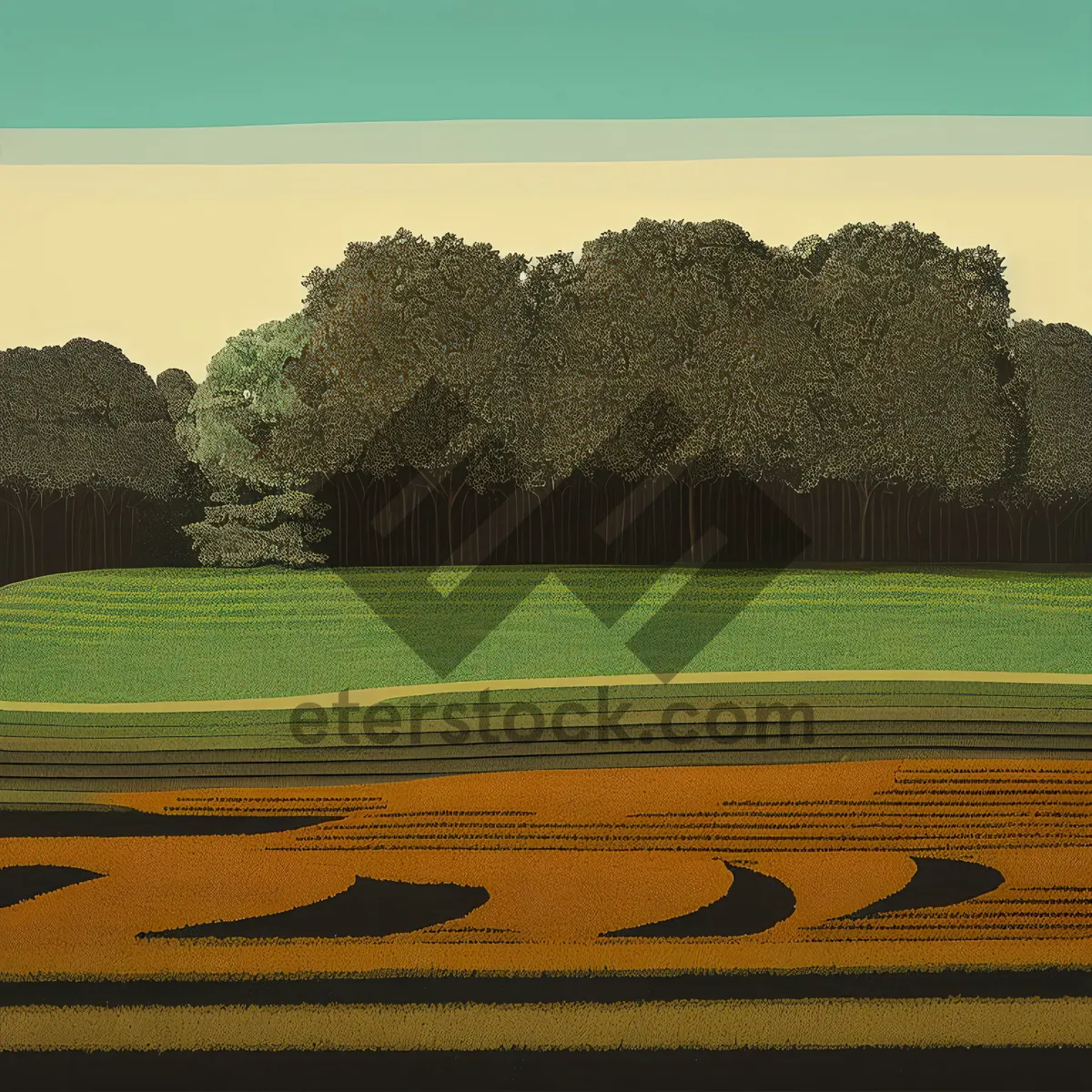 Picture of Vibrant Rapeseed Field Framed by Rolling Hills