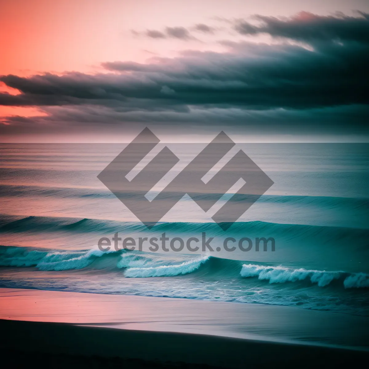 Picture of Idyllic Coastal Sunset Over the Serene Ocean