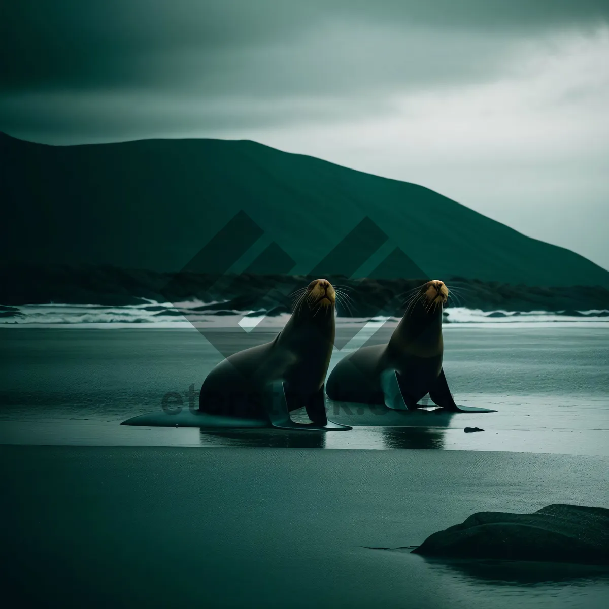 Picture of Serenity by the Shore: Sunset Seal Splendor