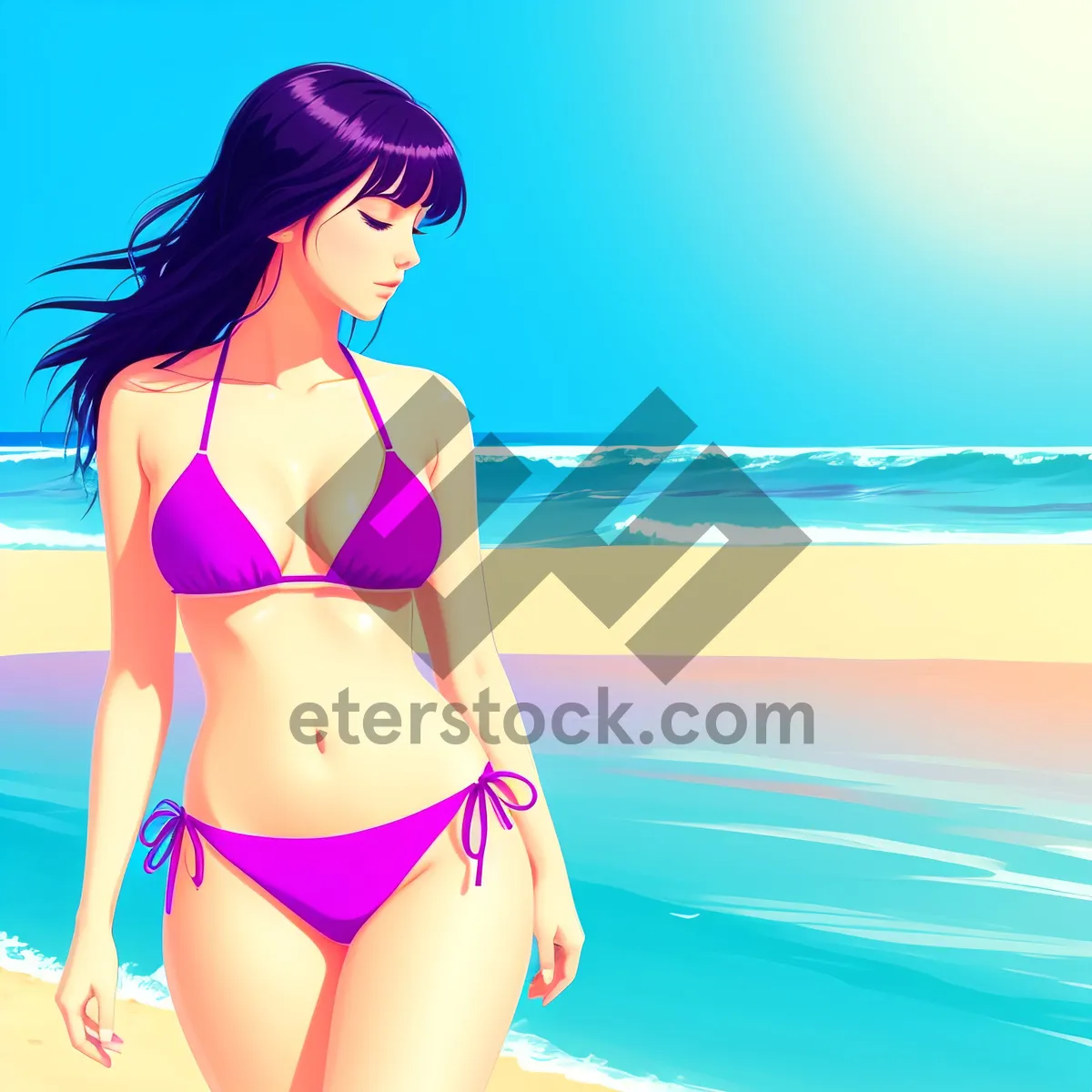 Picture of Smiling beach beauty embracing the summer sun.