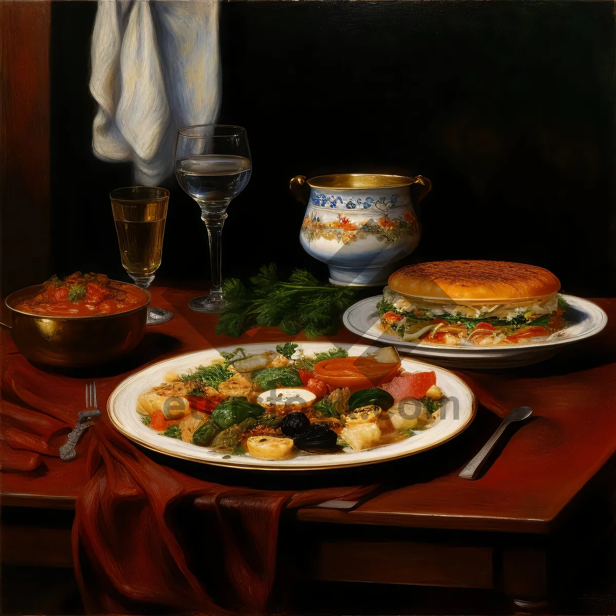 Picture of Healthy Vegetable Plate with Delicious Gourmet Sauce