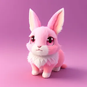 Fluffy Easter Bunny with Cute Cartoon Features