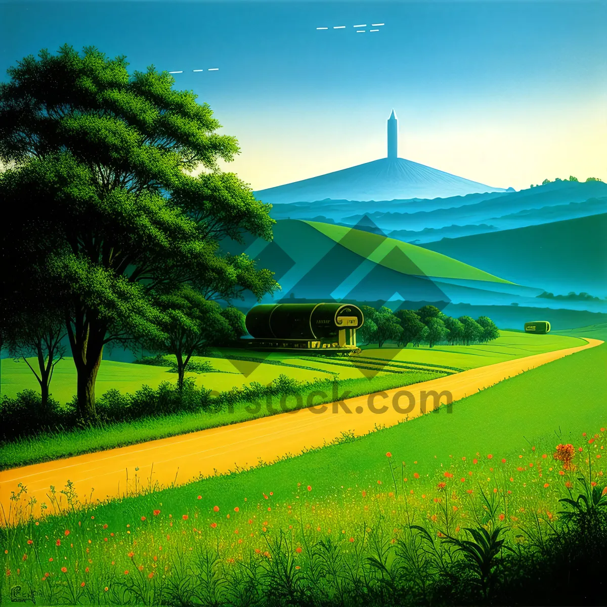 Picture of Idyllic Golf Course in Rural Landscape