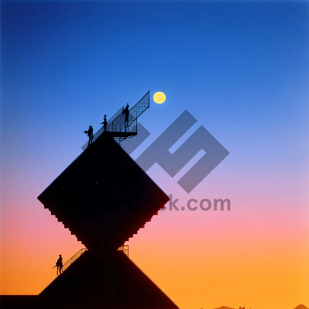 Picture of Mechanical Sunrise Tower in Cloudy Sky