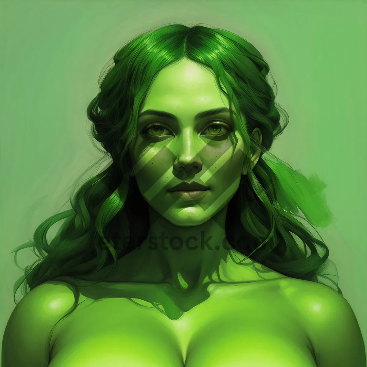 Picture of Seductive Green Pepper Fashion Model with Mesmerizing Eyes