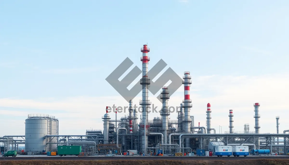 Picture of Industrial harbor with cargo ships and smokestacks