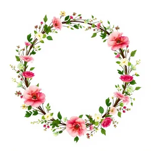 Ornate floral border design with retro elements.