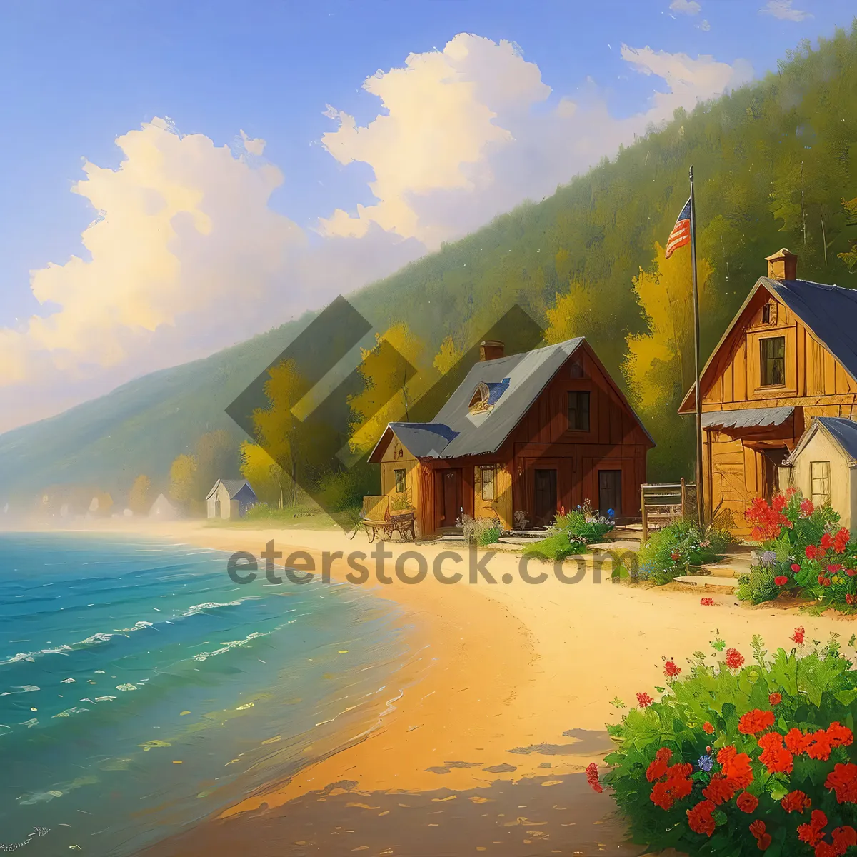 Picture of Summer Escape: Beachfront Bliss with Majestic Mountains