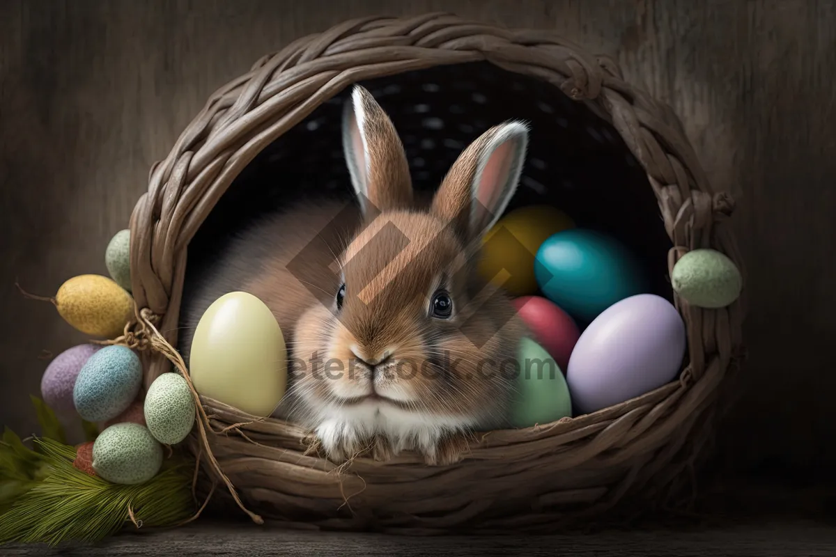 Picture of Cute bunny portrait with fluffy ears