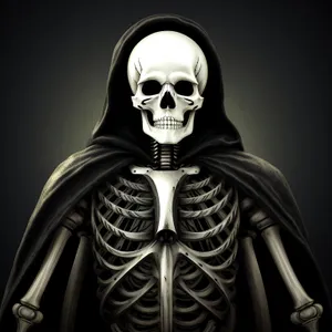 Horror Skull Sculpture: 3D Figure of Man's Skeletal Head