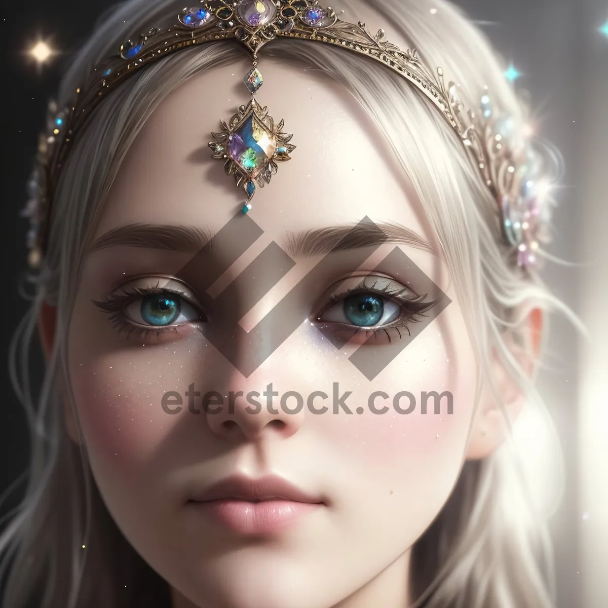 Picture of Pretty Doll with Crown: Fashionable Makeup and Cute Smile