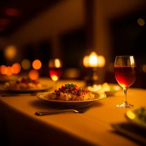 Sparkling Wine Glass on Restaurant Table