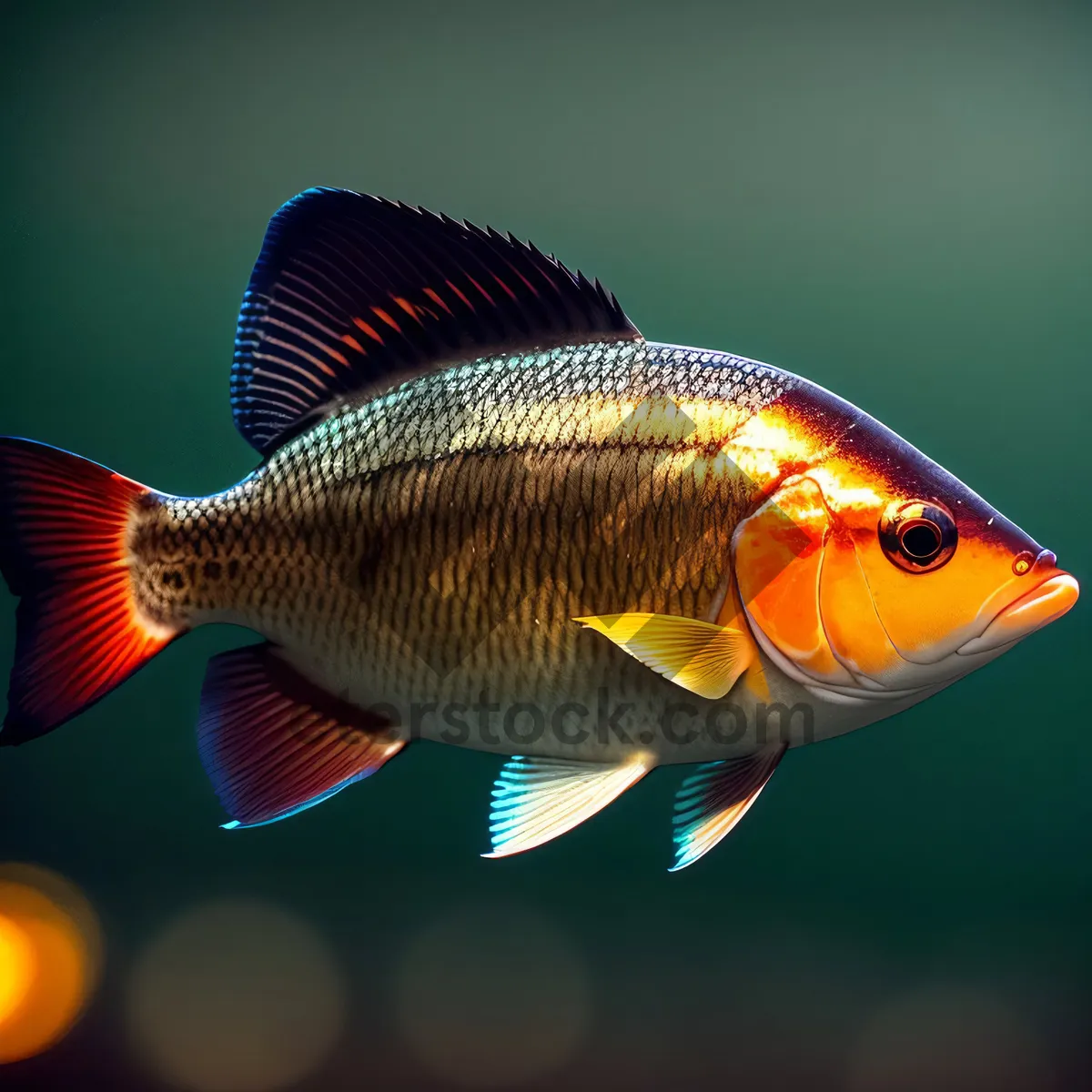 Picture of Colorful Goldfish Swimming in Aquarium