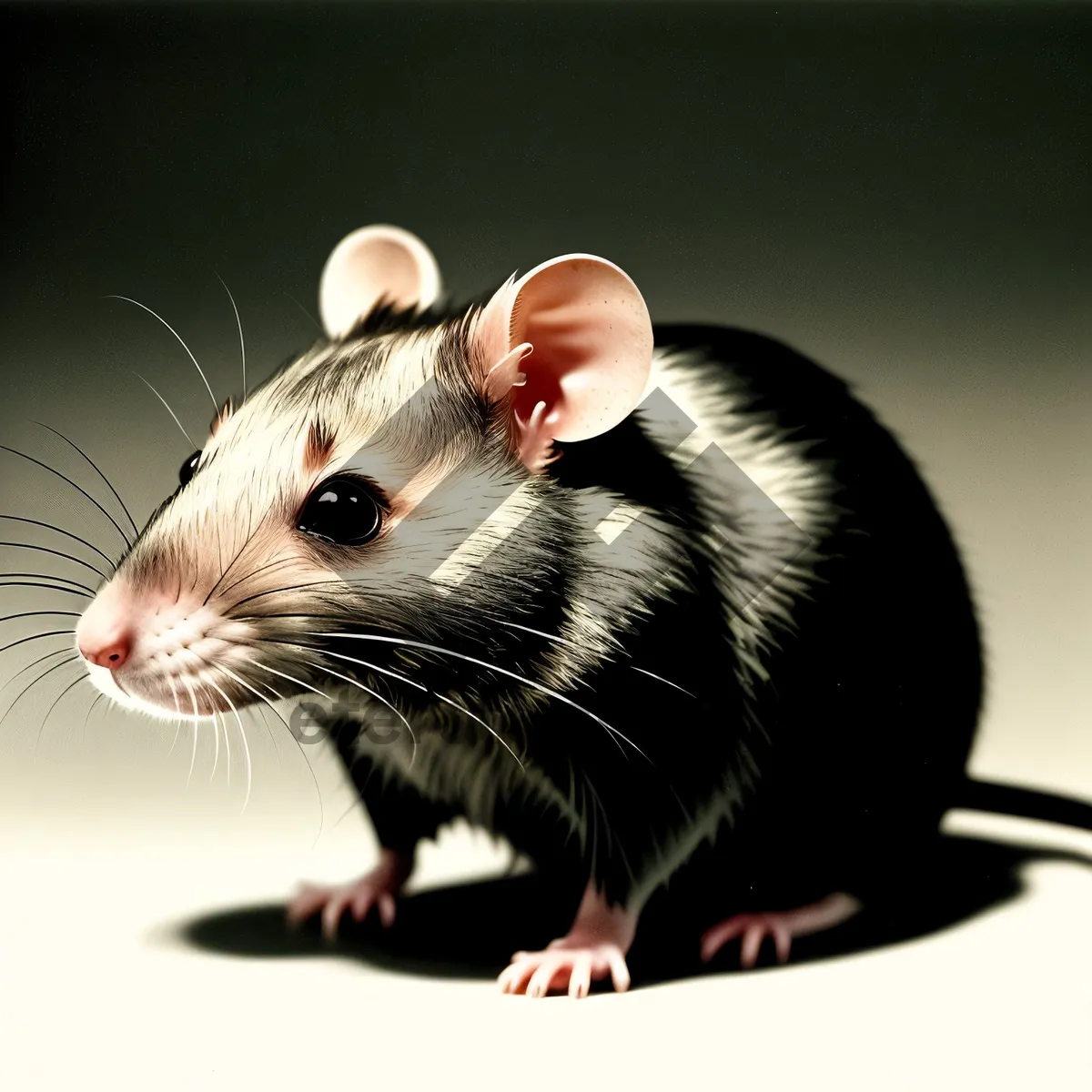 Picture of Curious Gray Rat with Fluffy Fur and Whiskers