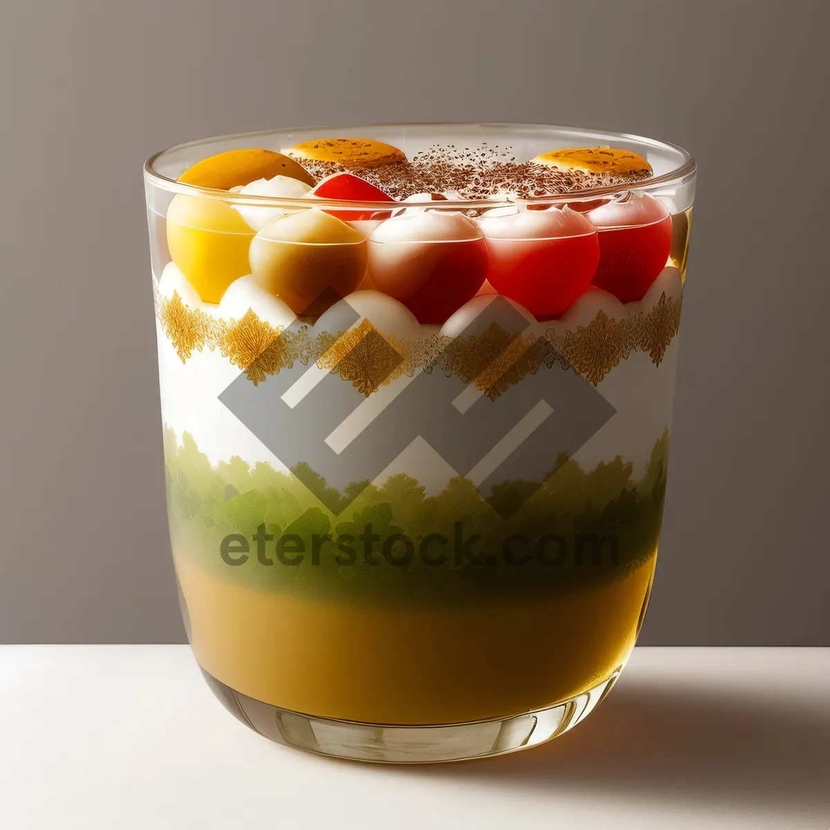 Picture of Delicious Fruit Trifle in Glass Cup