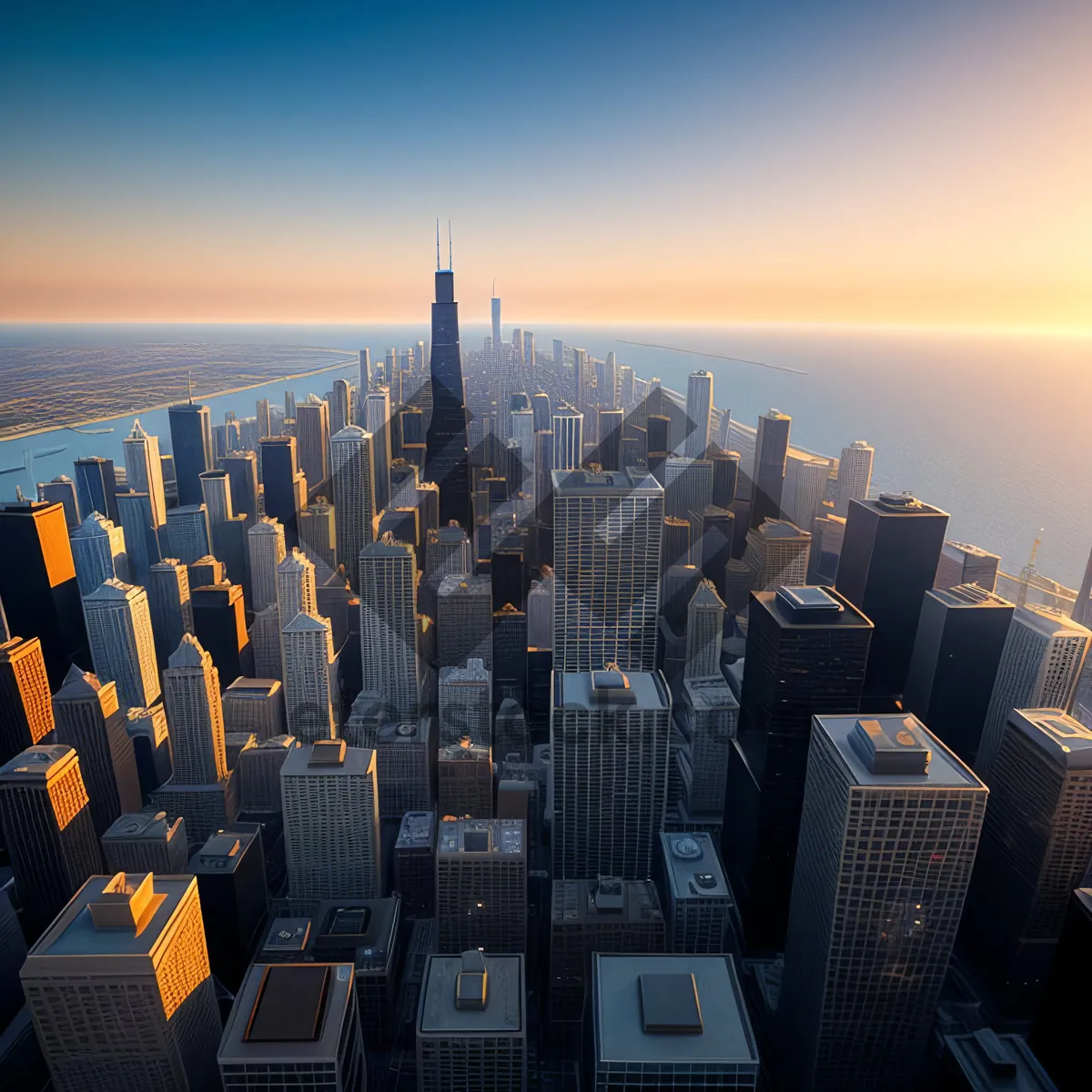 Picture of Spectacular Urban Skyline at Sunset