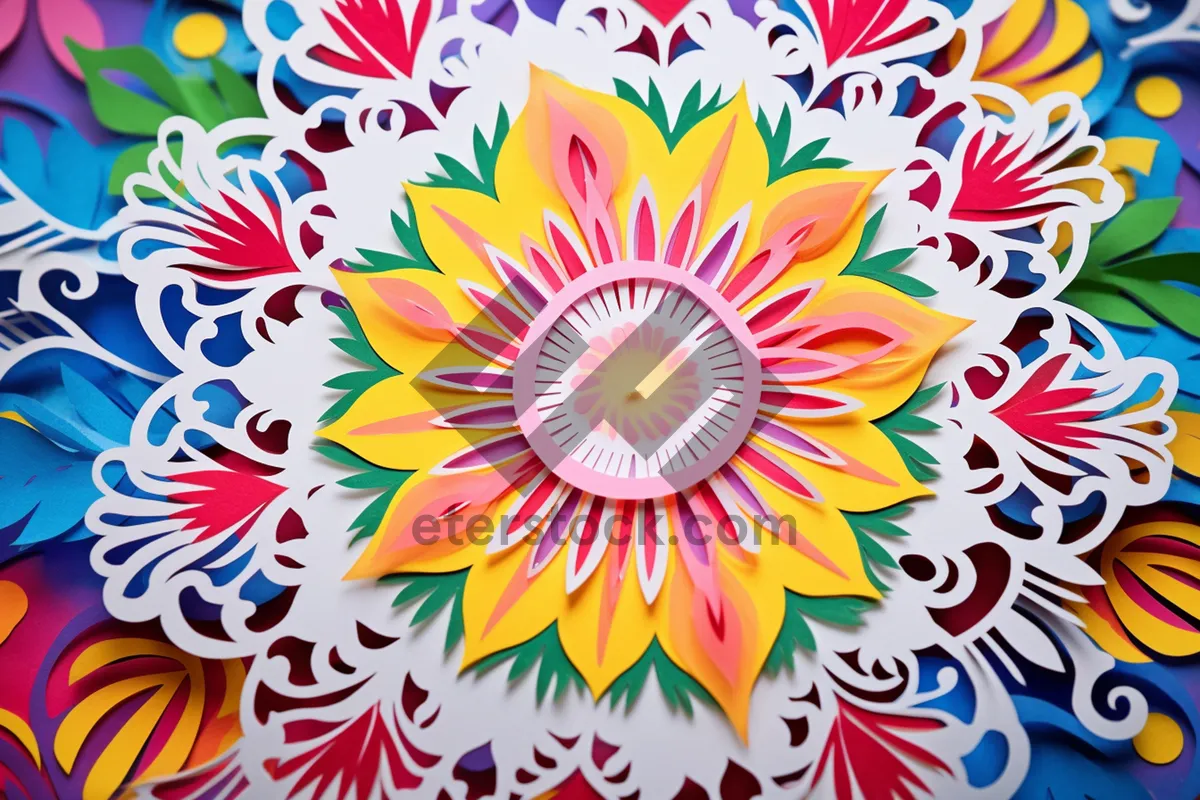 Picture of Colorful Floral Summer Pattern Hippie Wallpaper Illustration