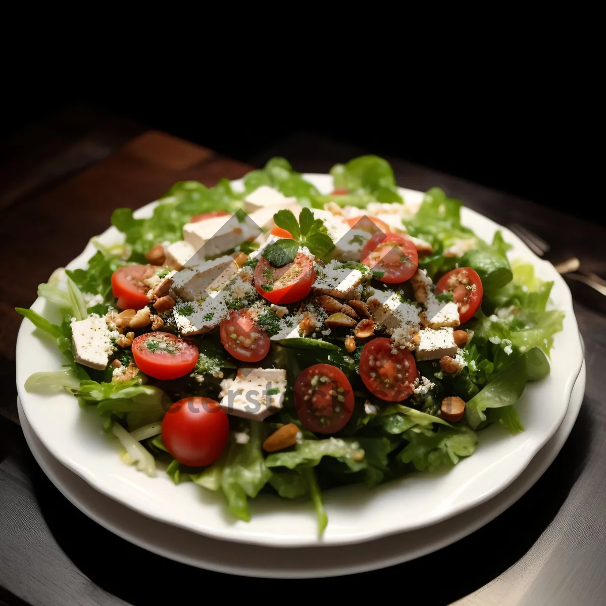 Picture of Delicious gourmet salad with grilled chicken and vegetables