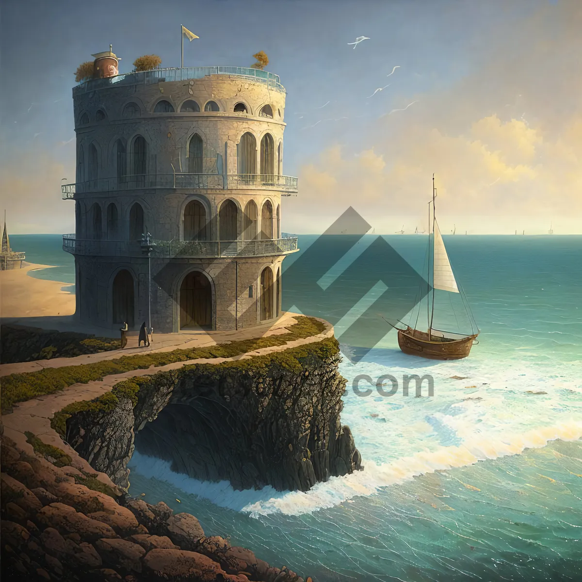 Picture of Majestic Coastal Castle by the Sea