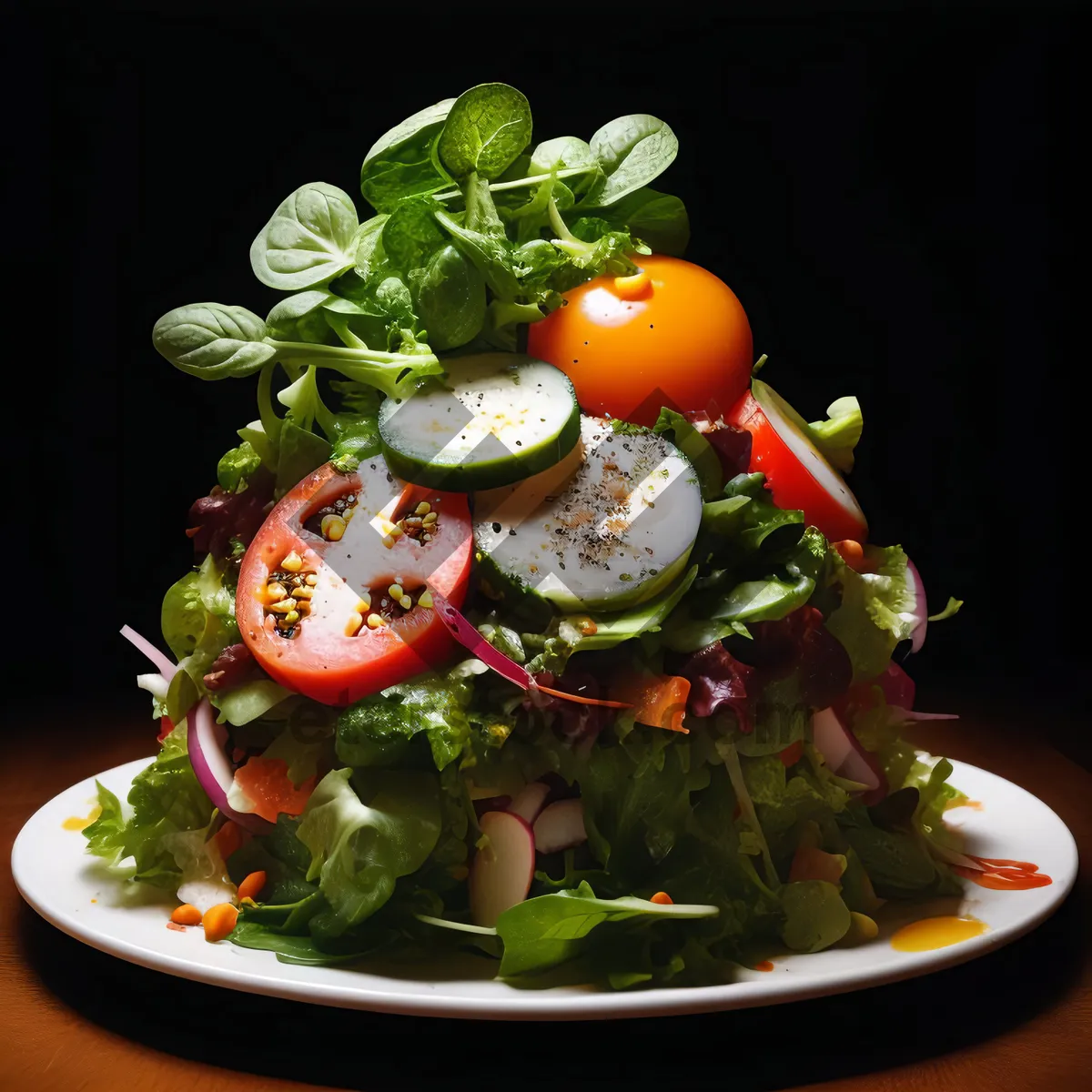 Picture of Fresh organic vegetarian salad with tomatoes and peppers.
