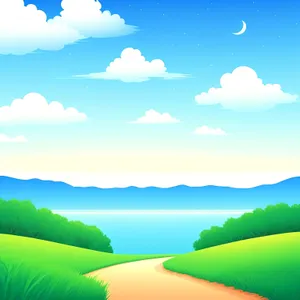 Serene Summer Sky with Rolling Fields