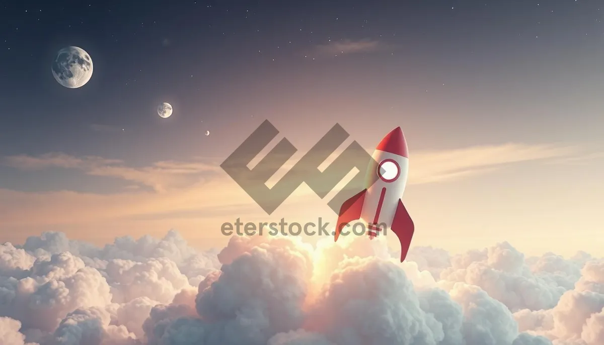 Picture of Bright sky with sun, stars, clouds, shuttlecock bobbin