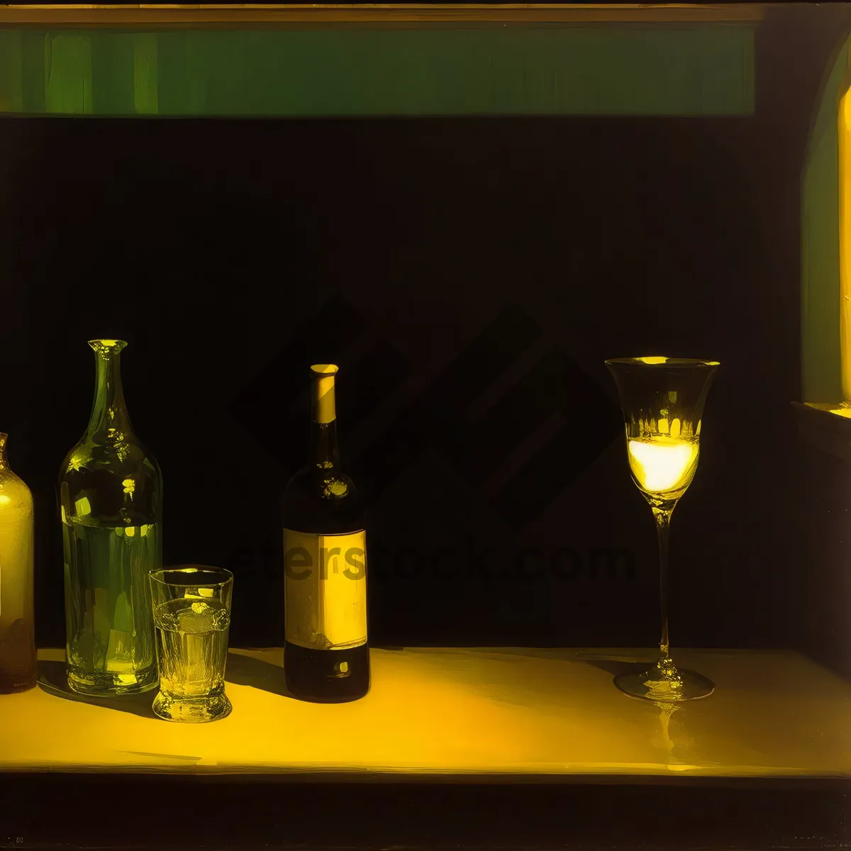 Picture of Sparkling Celebration: Elegant Wineglass with Golden Drink