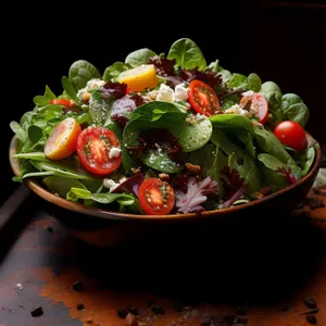 Fresh Vegetable Salad with Tasty Vinaigrette Dressing.