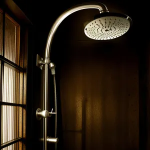 Stylish Shower Fixture Illuminated by Lamp