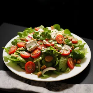 Fresh Salad with Cheese and Tomatoes