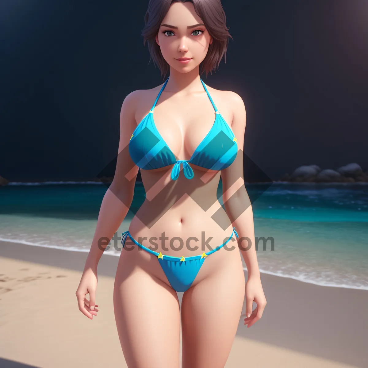 Picture of Seductive Beach Babe in Stylish Swimwear.