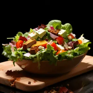 Colorful Fresh Vegetable Salad with Gourmet Cheese and Guacamole