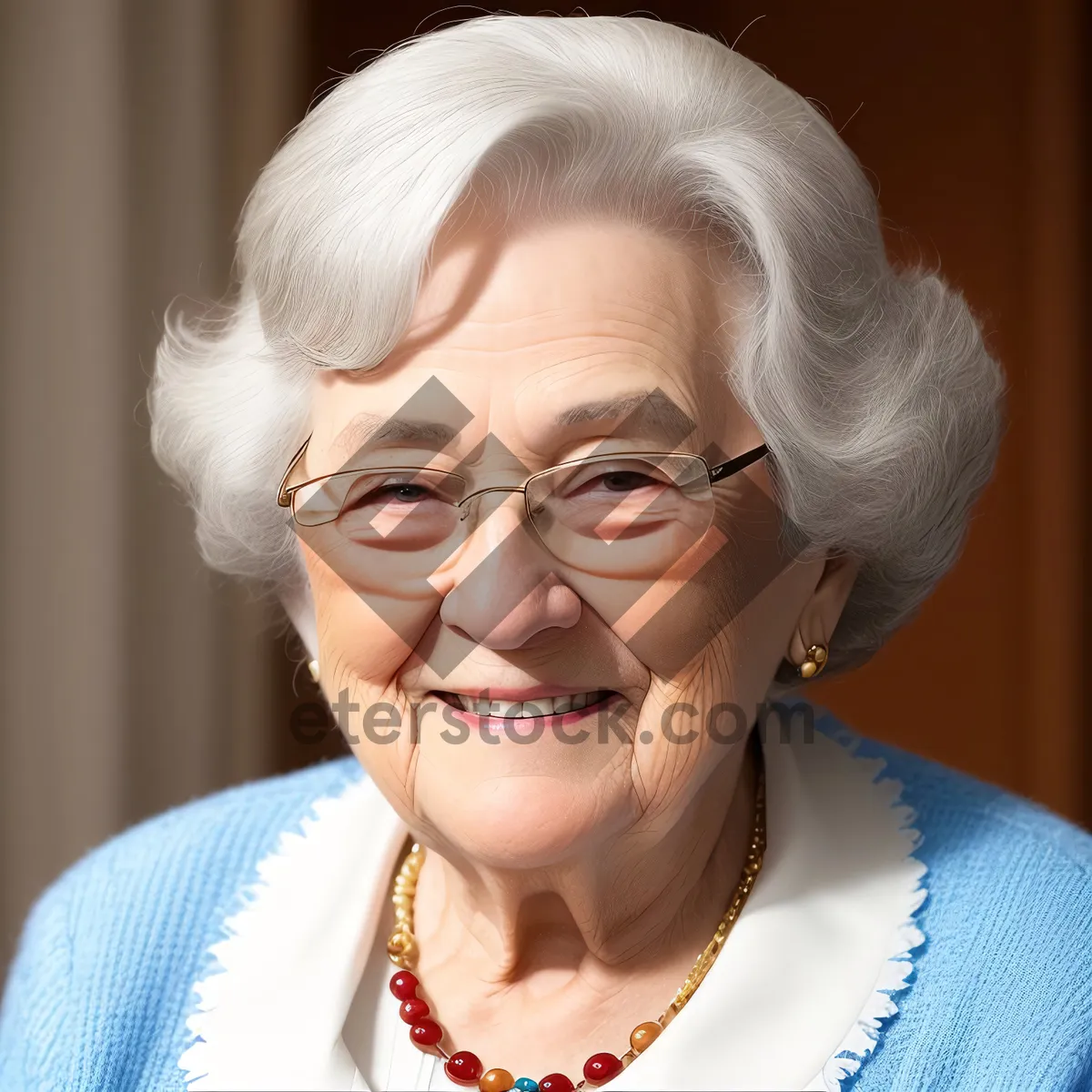 Picture of Smiling Elderly Woman, Happy Grandma Portrait