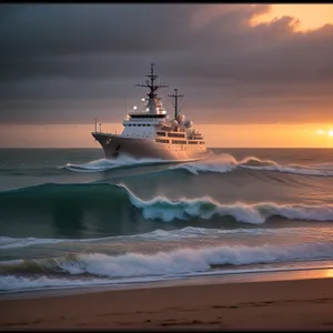 Nautical Cargo Ship at Coastal Port