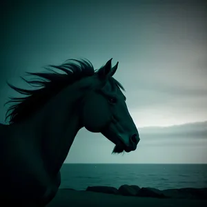 Serenity at Sunset: Majestic Stallion Galloping on the Beach