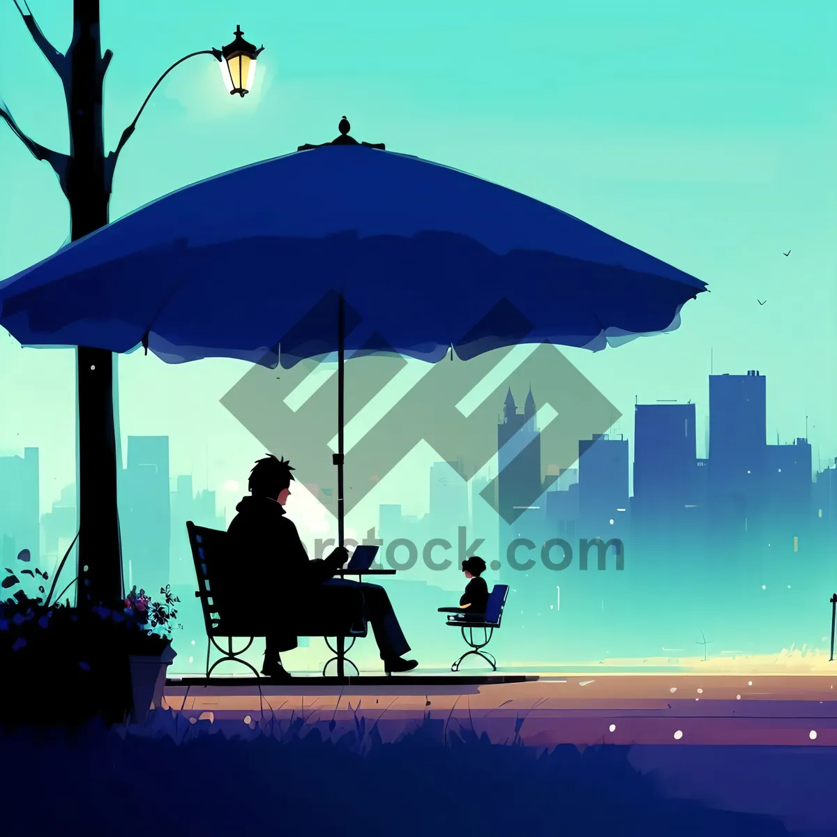 Picture of Paradise by the Shore: Relaxing Under the Beach Umbrella