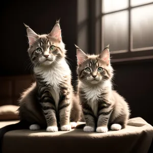 Adorable Gray Tabby Kitten Peeking Through Window