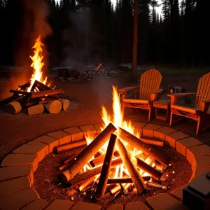 Nighttime Park Fire with Burning Menorah