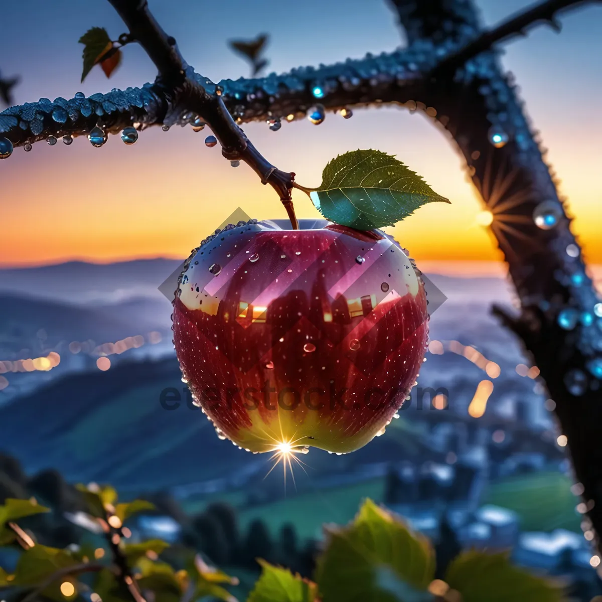 Picture of Shiny Red Delicious Apple Ornament for Holiday Celebration