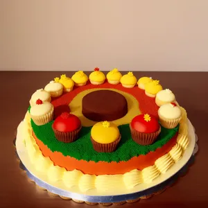 Sweet Celebration Cake with Fruit and Cream