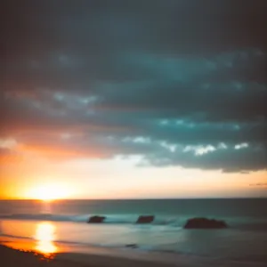 Serene Sunset Over Tropical Beach