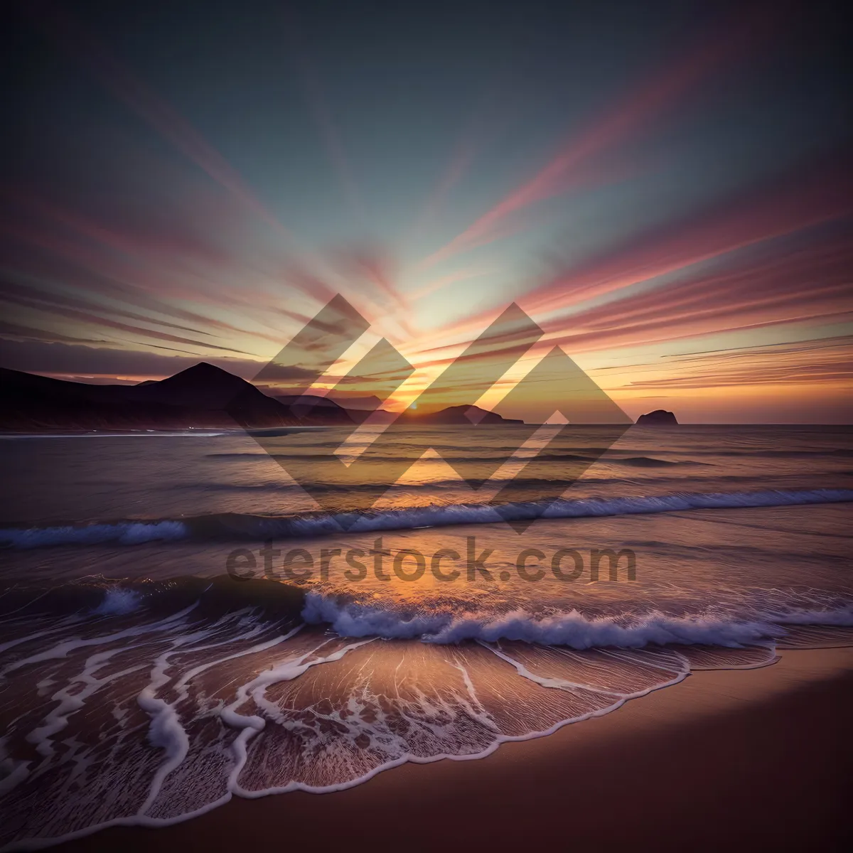 Picture of Sunset Glow Over Ocean Waves