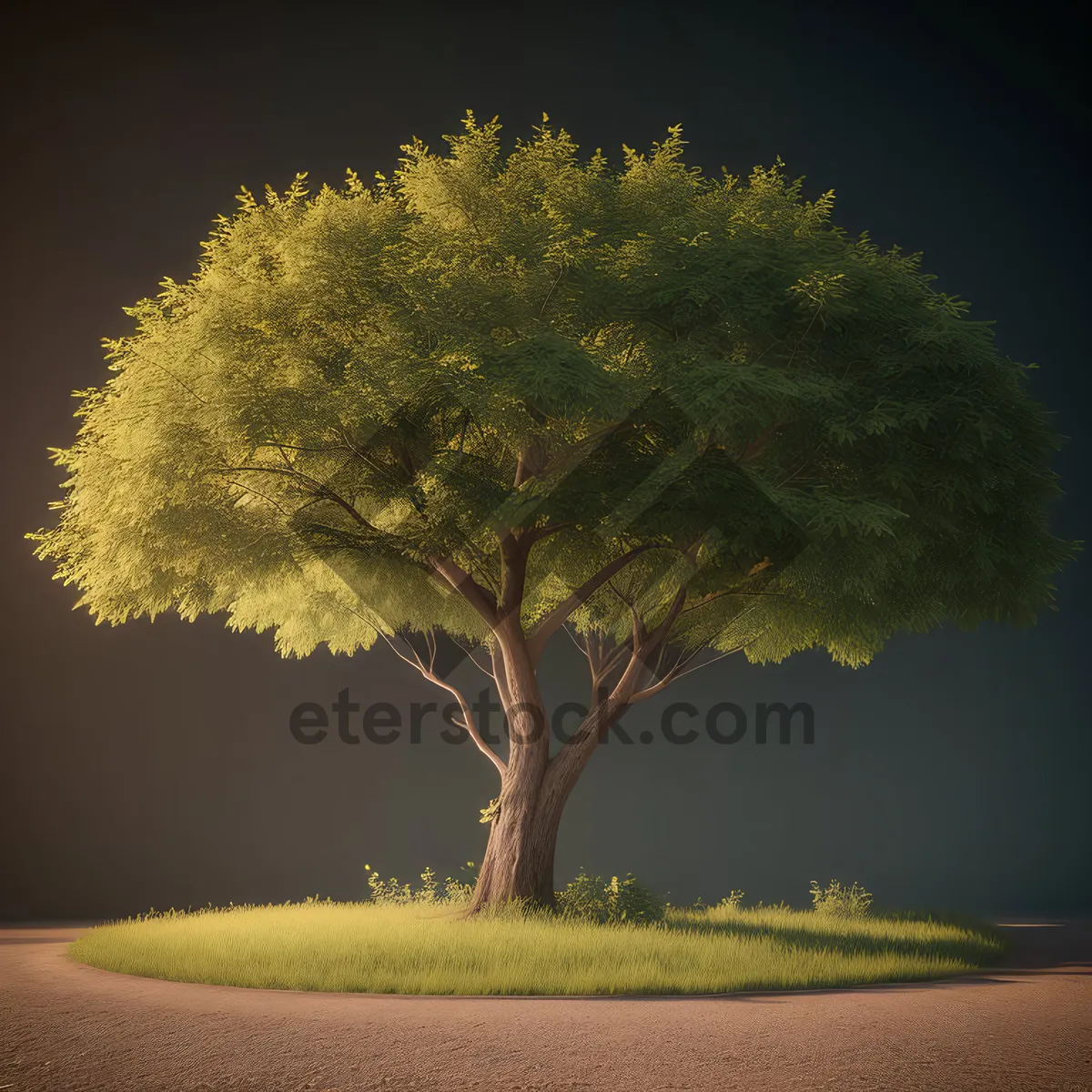 Picture of Vibrant Tree-filled Landscape under Clear Skies
