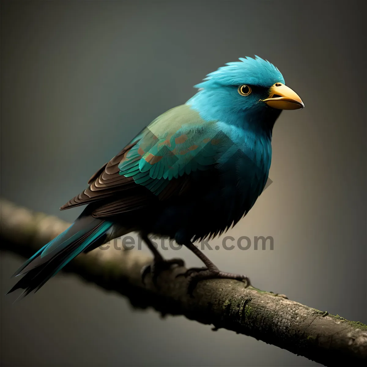 Picture of Indigo Bunting perched on black branch.